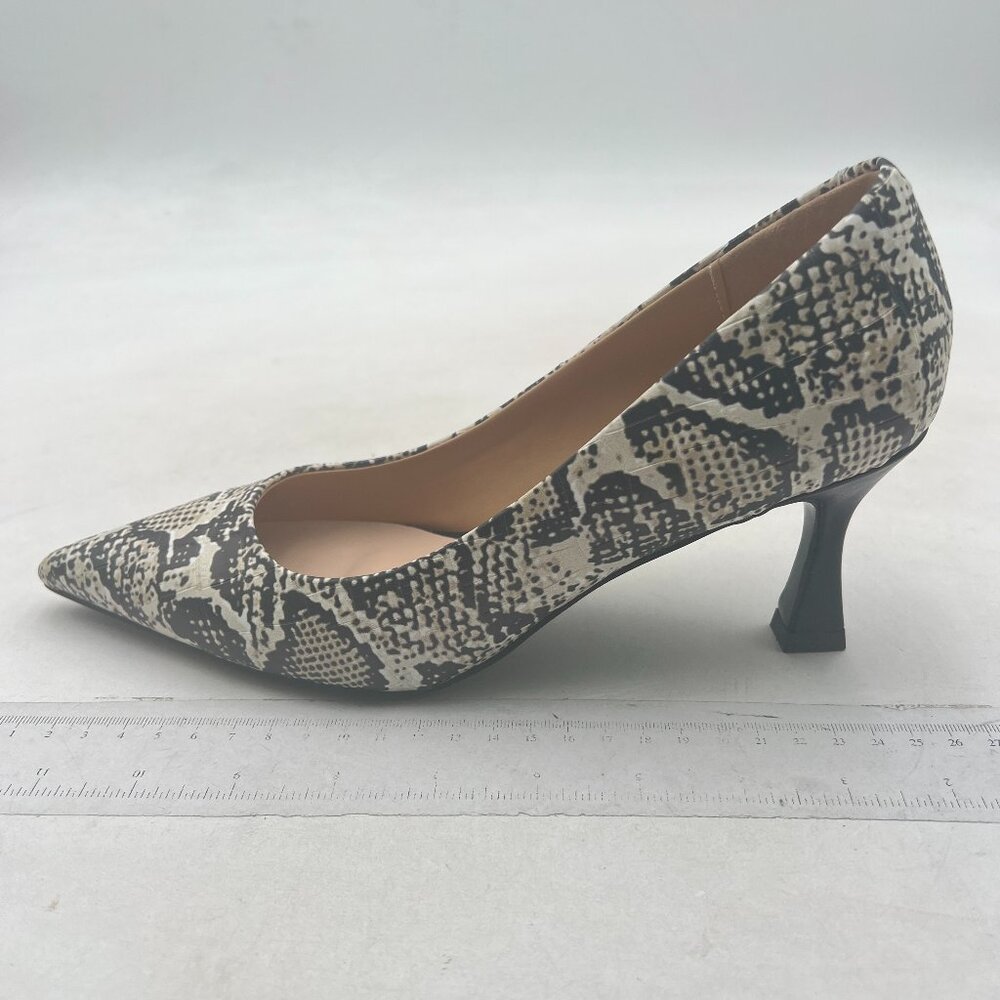 Fowt Snake Print Croc-Embossed Pointed Toe Pumps … - image 2